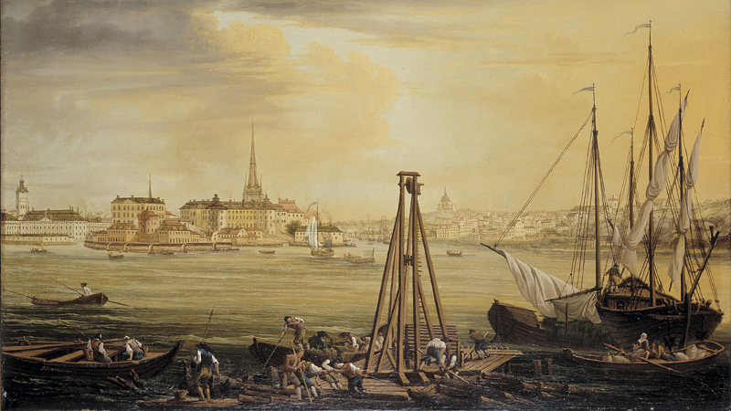 Utsikt över Riddarhuset, Riddarholmen och Södermalm - målning