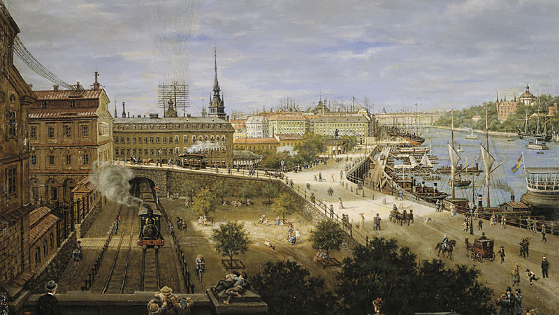 Utsikt över Slussen - målning