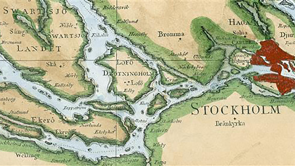 Gammal karta över Mälaren.